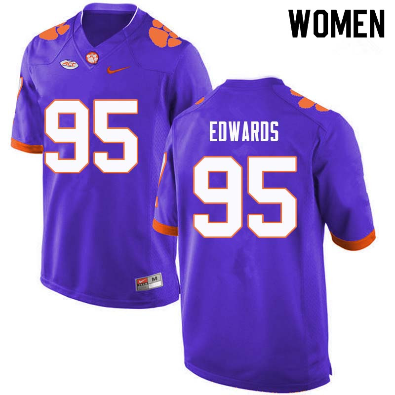 Women #95 James Edwards Clemson Tigers College Football Jerseys Sale-Purple - Click Image to Close